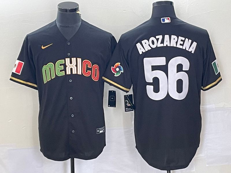 Men 2023 World Cub Mexico #56 Arozarena Black Nike MLB Jersey12